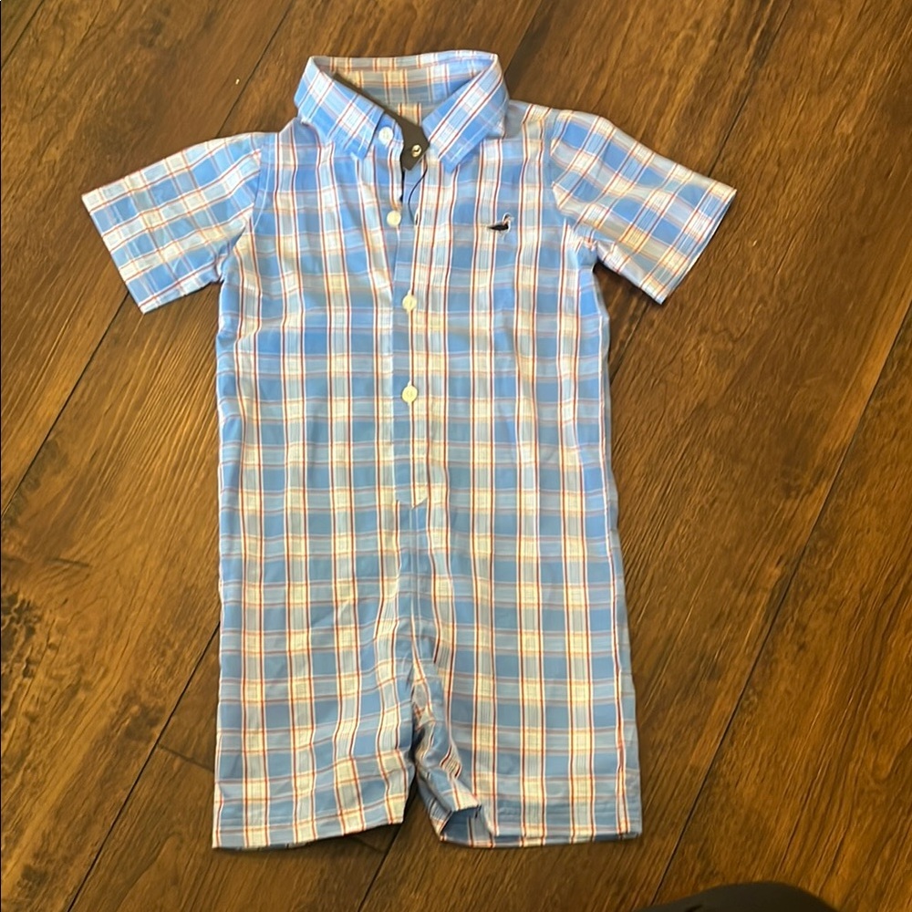 Properly Tied Blue Plaid Shortall